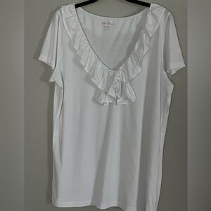 Lily Pulitzer White Ruffled V-Neck Top